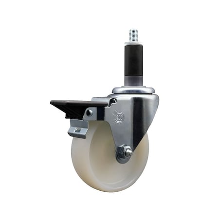Service Caster 4'' Nylon Swivel 1-1/8'' Expanding Stem Caster with Brake SCC-EX20S414-NYS-PLB-118